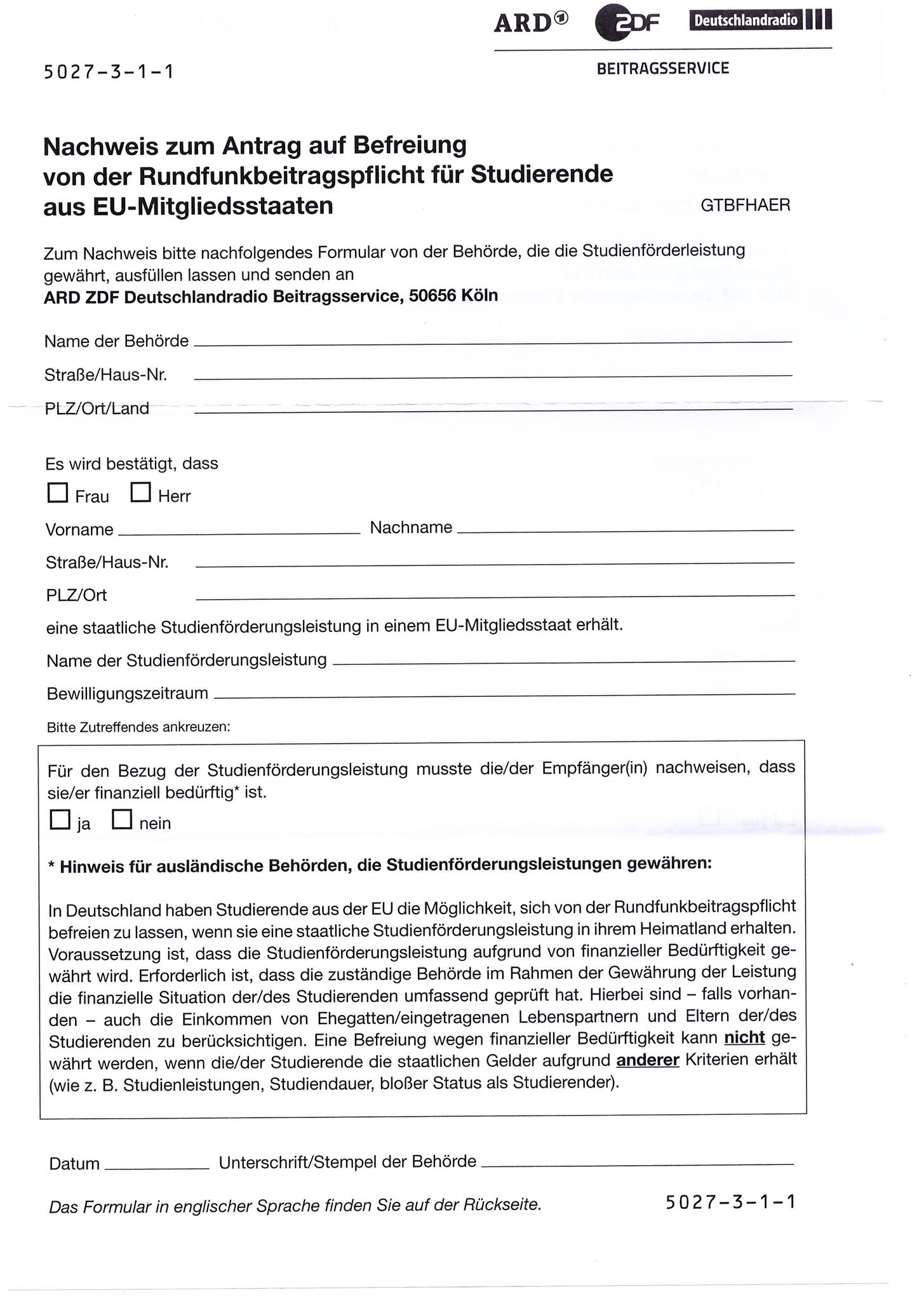 Formular Befreiung Gez Pdf How To: Befreiung vun der GEZ – ACEL